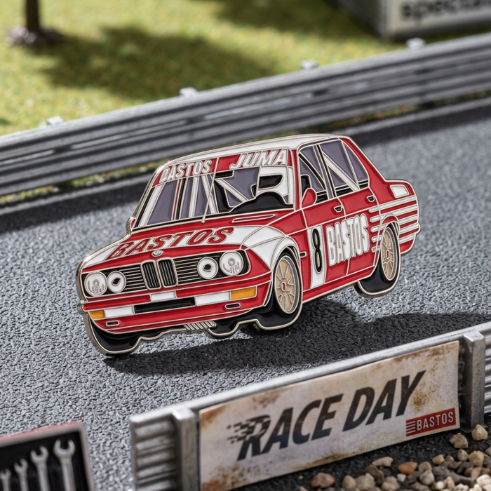 BMW E12 528i Bastos Spa '82 Enamel Pin