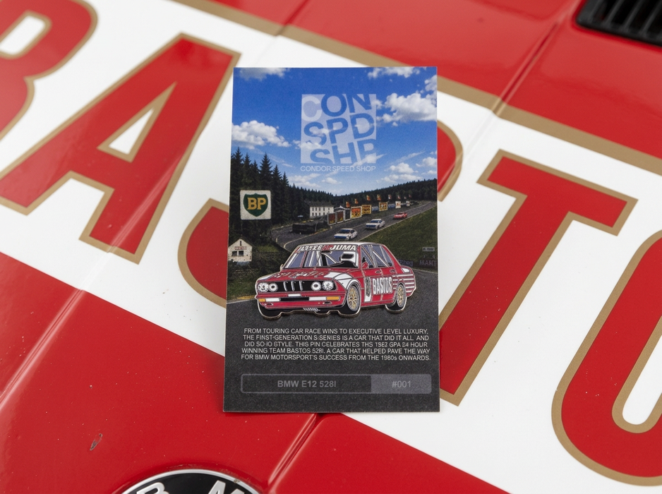 BMW E12 528i Bastos Spa '82 Enamel Pin