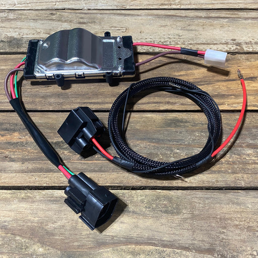 PWM Fan wiring harness with connectors on a wooden surface